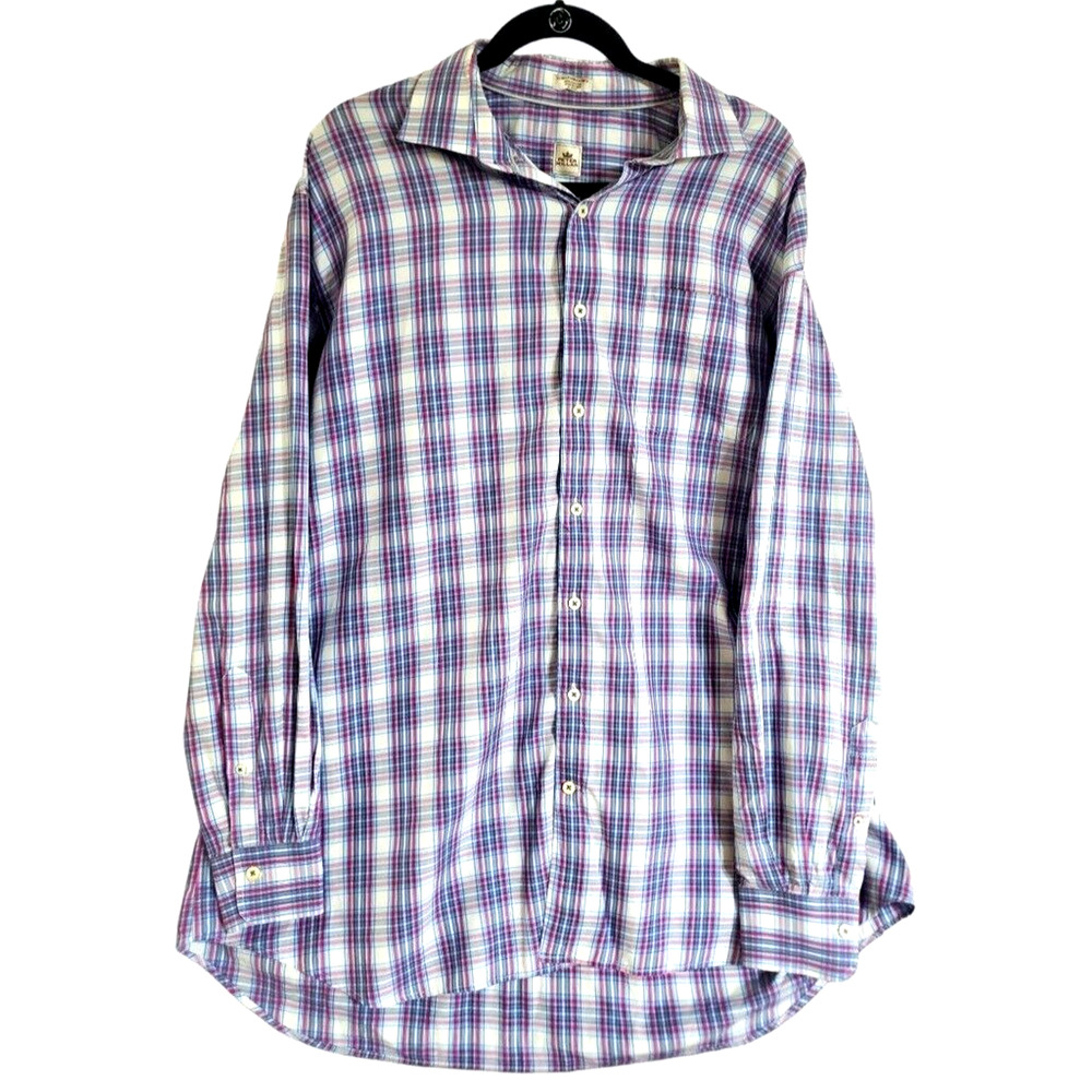 Peter Millar Button Down Shirt Mens 2XL Multicolor Plaid Long Sleeve Casual